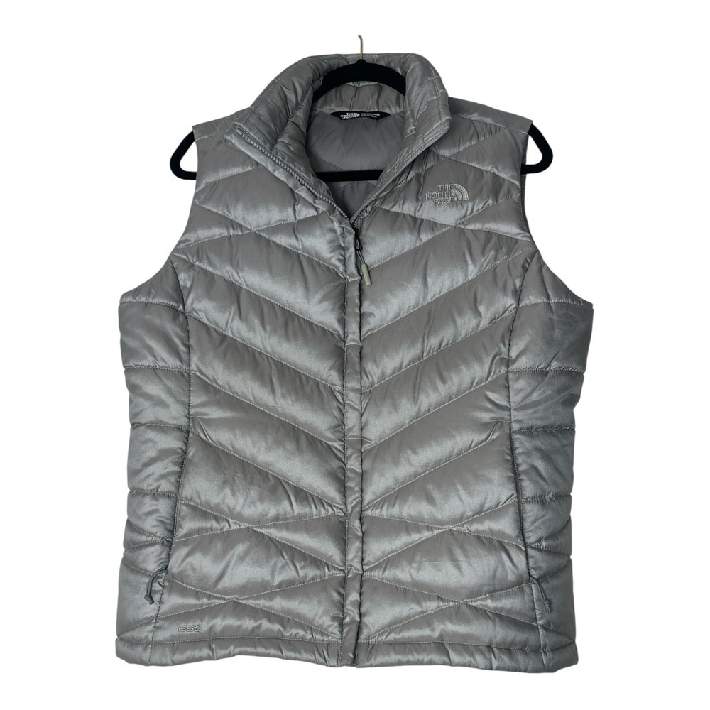 The North Face 550 Fill Goose Down Puffer Vest Women's Large Gray Outdoor